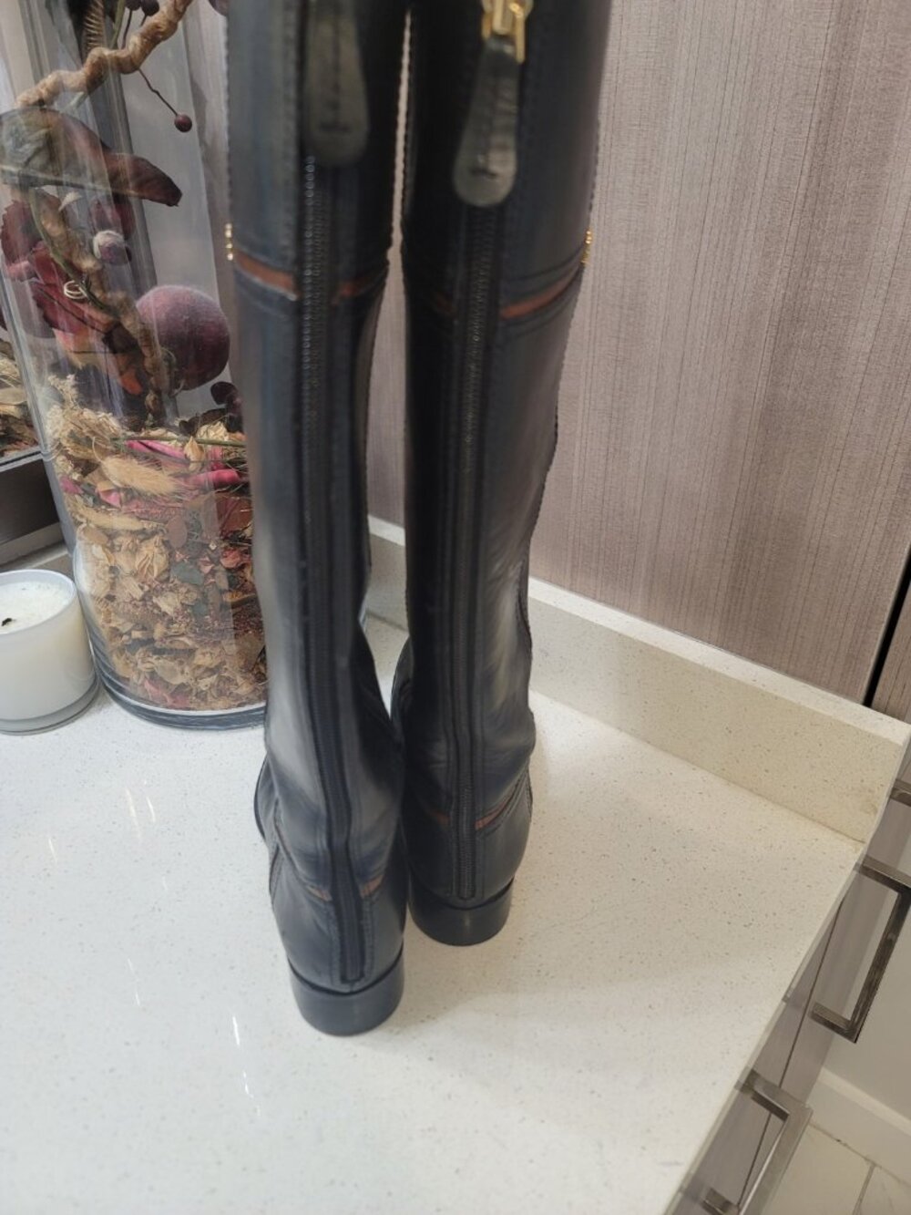 Tory Burch Juliet Riding Leather Riding Boots Black Sz 5.5 M - Picture 6 of 11